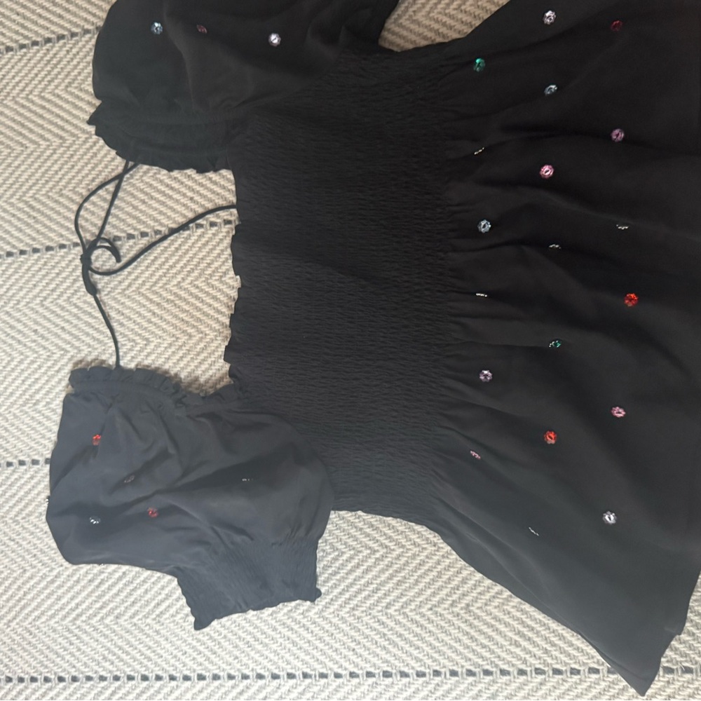 Hill House Black Blouse with Multicolor Accents